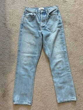 AGOLDE Riley High Rise Straight Jeans Size 25 Light Wash Button Fly